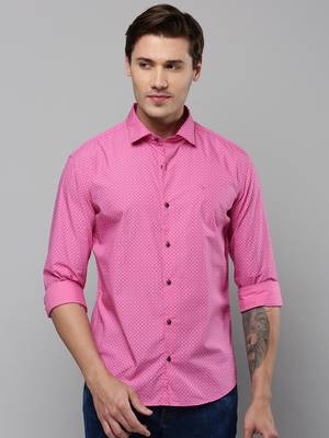 men's long sleeves geometric pink shirt 2