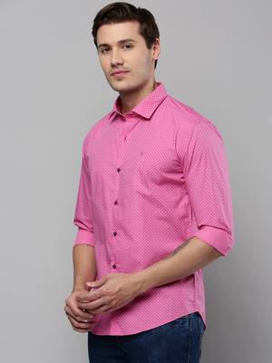 men's long sleeves geometric pink shirt 3
