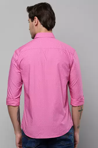 men's long sleeves geometric pink shirt