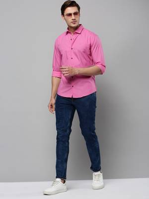 men's long sleeves geometric pink shirt 5