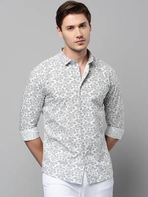 men's long sleeves ethnic motifs white shirt 2