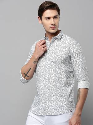 men's long sleeves ethnic motifs white shirt 3