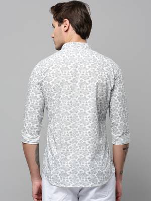 men's long sleeves ethnic motifs white shirt 4