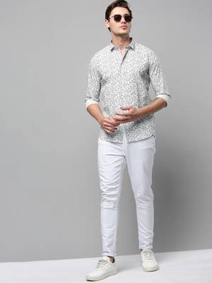 men's long sleeves ethnic motifs white shirt 5