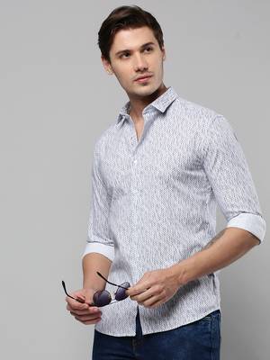 men's long sleeves abstract white shirt 1