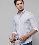 men's long sleeves abstract white shirt