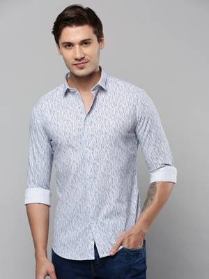 men's long sleeves abstract white shirt 2