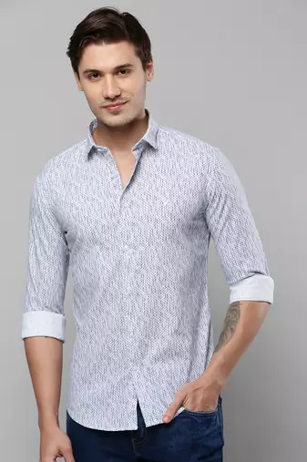men's long sleeves abstract white shirt