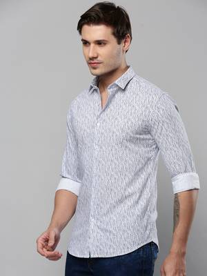 men's long sleeves abstract white shirt 3