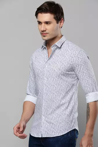 men's long sleeves abstract white shirt