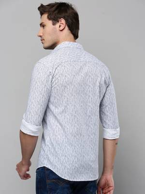 men's long sleeves abstract white shirt 4