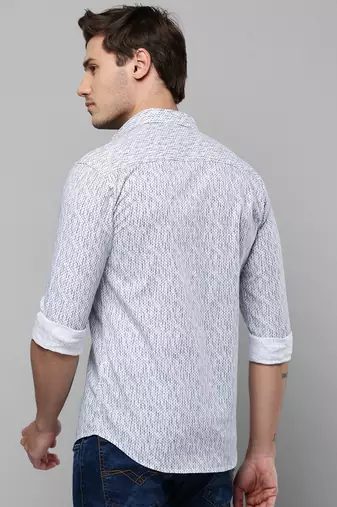men's long sleeves abstract white shirt