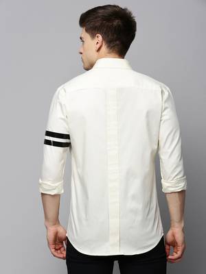 men's long sleeves solid cream shirt 4