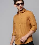 men's long sleeves solid khaki shirt