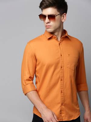 men's long sleeves solid orange shirt 1