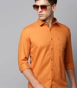 men's long sleeves solid orange shirt