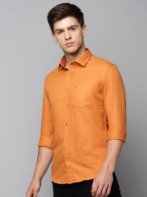 men's long sleeves solid orange shirt 3