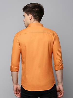 men's long sleeves solid orange shirt 4