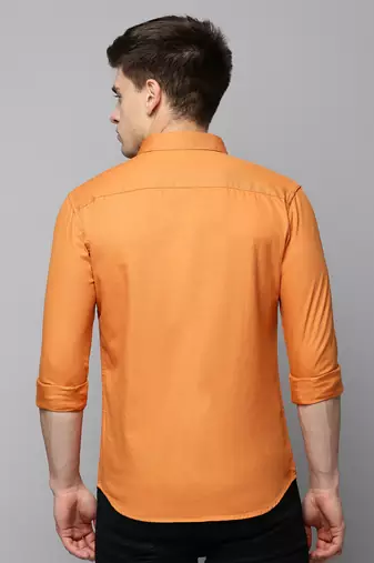 men's long sleeves solid orange shirt