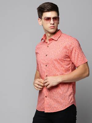 men's short sleeves abstract coral shirt 1
