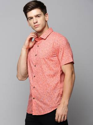 men's short sleeves abstract coral shirt 3