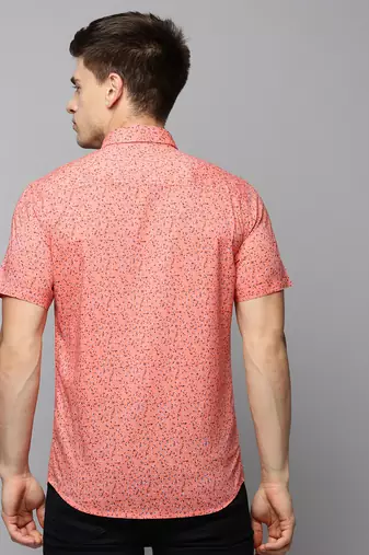 men's short sleeves abstract coral shirt