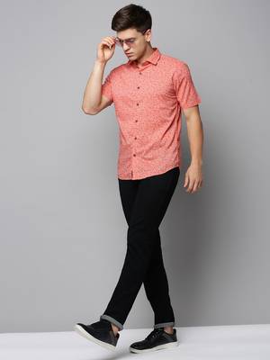 men's short sleeves abstract coral shirt 5