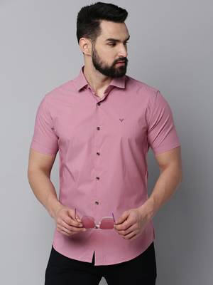 Showoff men's short sleeves micro ditsy mauve shirt 1