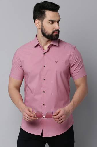 Showoff men's short sleeves micro ditsy mauve shirt