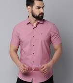 Showoff men's short sleeves micro ditsy mauve shirt