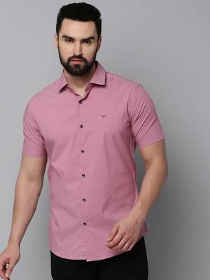 Showoff men's short sleeves micro ditsy mauve shirt 2