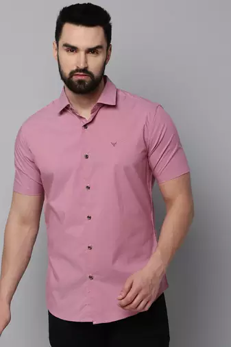 Showoff men's short sleeves micro ditsy mauve shirt