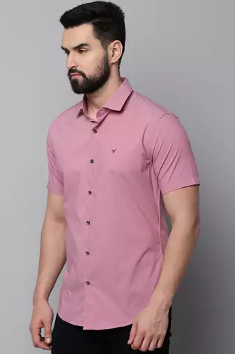 Showoff men's short sleeves micro ditsy mauve shirt