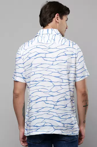 men's short sleeves abstract white shirt
