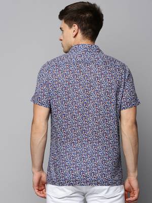 men's short sleeves micro ditsy blue shirt 4