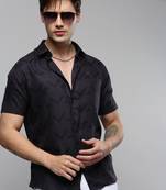 men's short sleeves geometric grey shirt