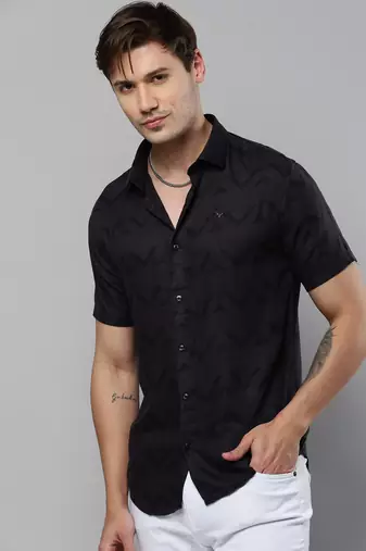 men's short sleeves geometric grey shirt