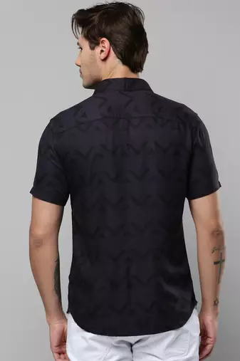 men's short sleeves geometric grey shirt