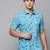 Showoff men's short sleeves abstract blue shirt