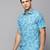 Showoff men's short sleeves abstract blue shirt
