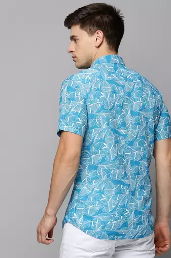 Showoff men's short sleeves abstract blue shirt