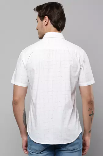 men's short sleeves tartan checks white shirt