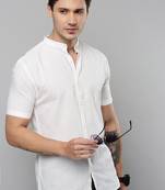 Showoff men's short sleeves textured off white shirt