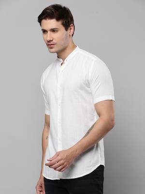 Showoff men's short sleeves textured off white shirt 3