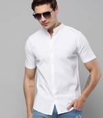 Showoff men's short sleeves textured off white shirt