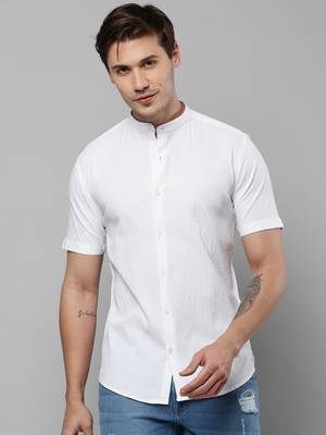 Showoff men's short sleeves textured off white shirt 2
