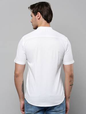 Showoff men's short sleeves textured off white shirt 4