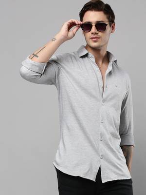 men's long sleeves solid grey shirt 1