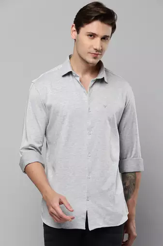 men's long sleeves solid grey shirt