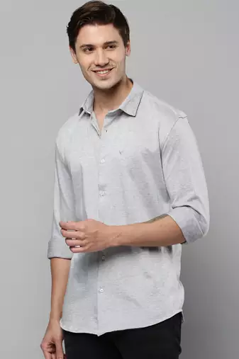 men's long sleeves solid grey shirt